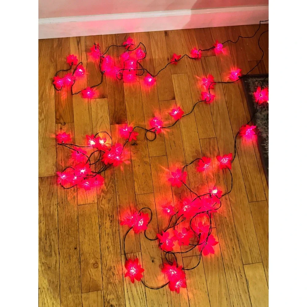 VTG Wynne 20-Lite Poinsettia Christmas Lights Circa 60s70s WORK BUT NOT FLASHING
